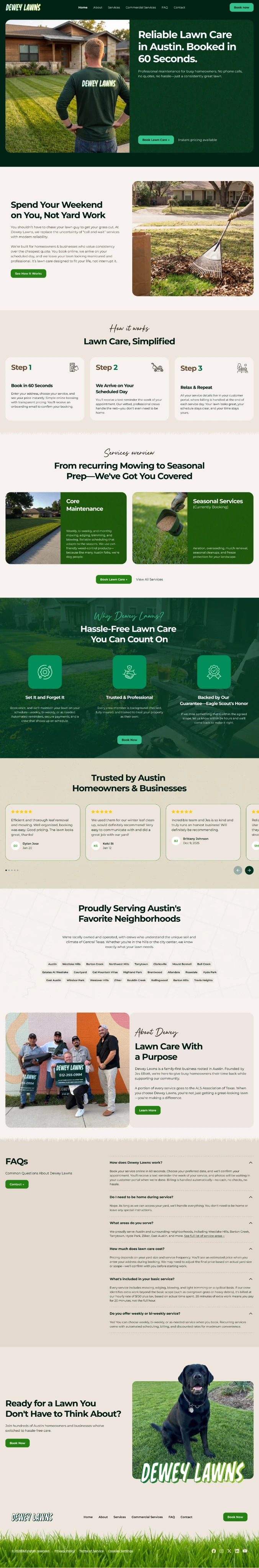 The rebuilt Dewey Lawns website
